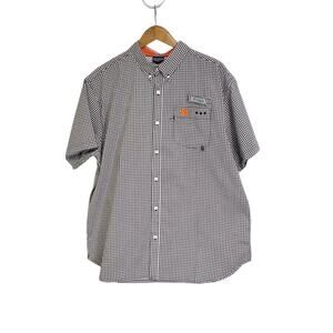 Clemson Tigers Columbia PFG Black White Gingham Seersucker Button Down Shirt XL